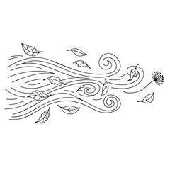 Fototapeta premium Elegant Abstract Line Art with Flowing Wind and Nature Elements