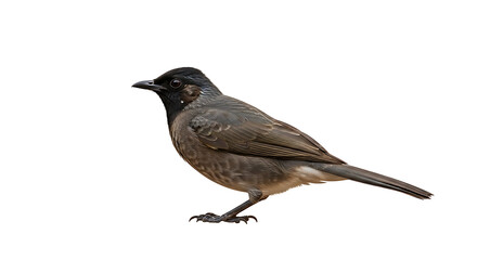 Obraz premium A small brown bird with a black head