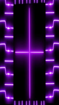 Abstract neon purple cross hair and horizontal lines black. Neon purple cross hair with glowing horizontal motion. Image photo abstract neon purple cross hair and horizontal lines on animation.