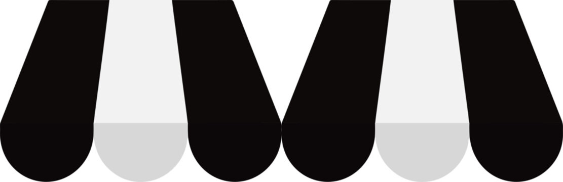 Awning symbol logo.shop awning icon.shop window sunshade icon. Isolated canopy awning striped roof. Transparent background. shop building element symbol. Striped shop canopy.