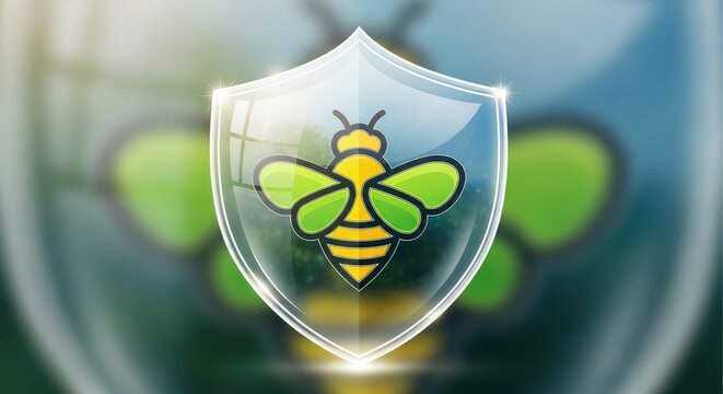 Protective Bee Shield Icon Security and Safety Illustration