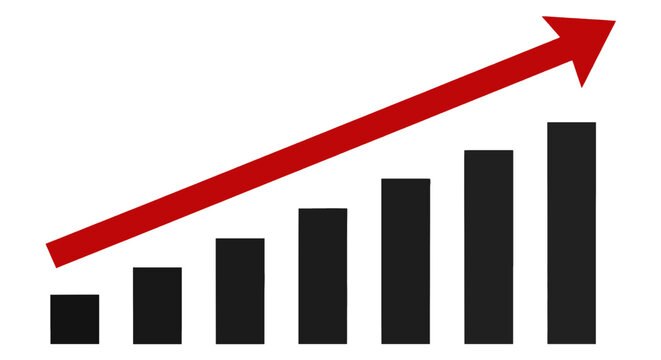 Red upward trend bar chart growth statistics illustration