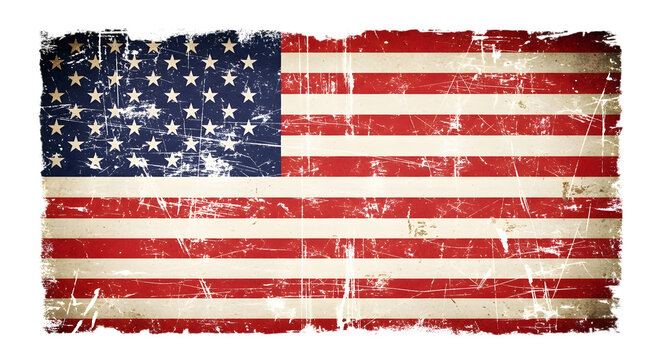 Grunge american flag texture isolated on transparent background