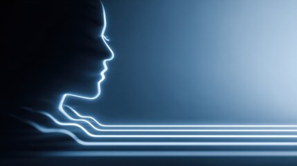 Obraz premium Digital head profile in bright light with modern art style 