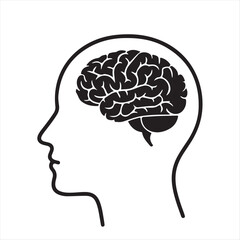 Obraz premium brain icon black head neuro icon isolate white brackground