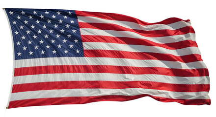Obraz premium Full american flag waving isolated on transparent background