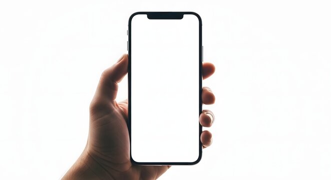 Iphone 14 pro max mockup realistic hand holding blank screen for app ui design presentation