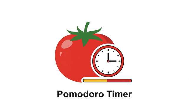 Pomodoro Technique Timer Concept with Red Tomato and Clock for Time Management