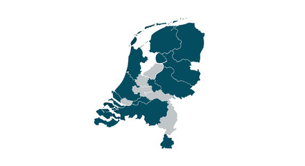 Fototapeta premium Netherlands Map Vector Illustration with Regional Highlighted Provinces for Business Data Visualization and Infographic Design