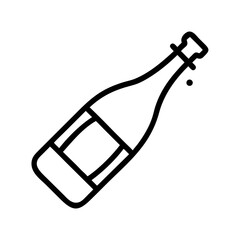 Outline of a bottle with a label, suggesting wine or champagne © trandoo