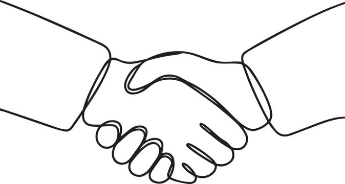 Two hands shaking in a handshake agreement Vector