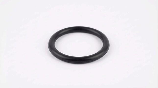 Black rubber o-ring seal isolated on a clean white background
