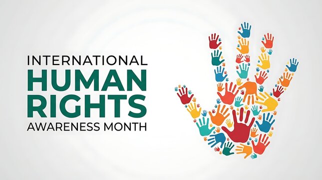 International human rights awareness month a colorful collage of handprints symbolizing unity and global advocacy for rights