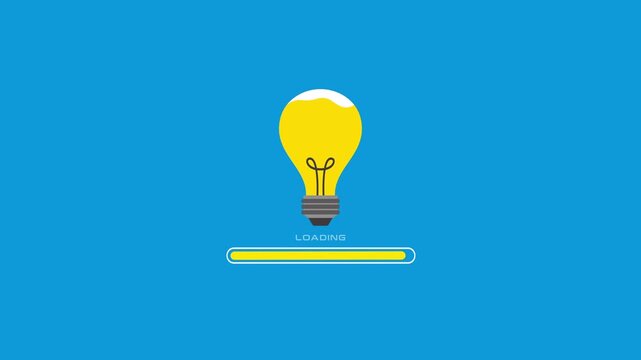 Animated bulb loading bar idea progress concept