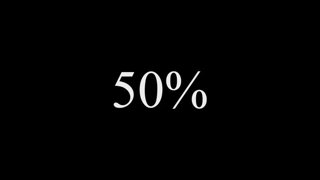 Digital progress loading bar animation with percentage counter from 0 to 100 on black background.