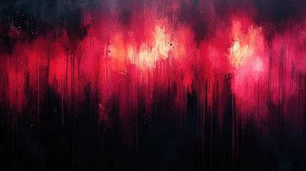 Gordijnen Abstracte kunst Bold splashes of red create a powerful emotional abstract art piece on a dark canvas  © Oksana