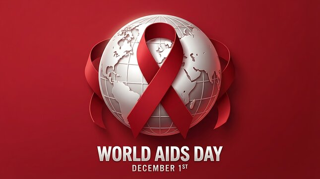 World aids day awareness a symbolic egg wrapped with a red ribbon representing hope and global solidarity