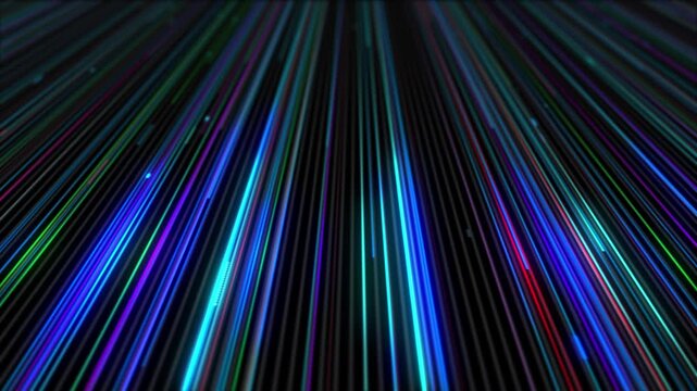 Vibrant light streaks rush toward viewer from dark center