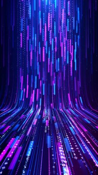 Big data light speed direct flow Neural Network AI Machine Learning Data Classification. Nodes Flow Lines, digital data stream quantum computing. Cyberspace trails Modern tech information transmission