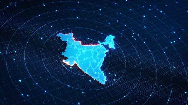 Digital map of Asia, of global network connectivity, data transfer and cyber technology, business exchange, information for technology, connectivity, innovation futuristic development modernization.