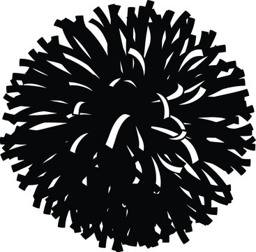 Black Cheerleader Pom Pom Silhouette Isolated on White Background