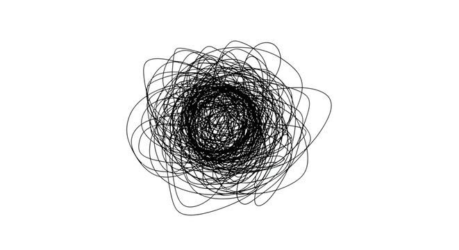 Abstract tangled scribble lines creating a chaotic knot