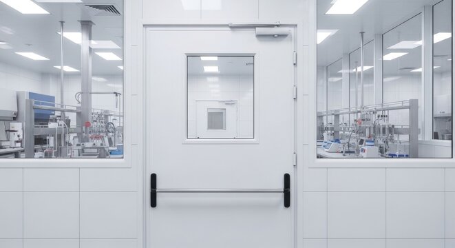 Immaculately Clean White Laboratory Door with Window