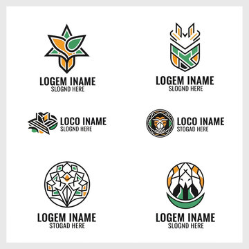 Collection of abstract geometric logos with vibrant colors and modern design.