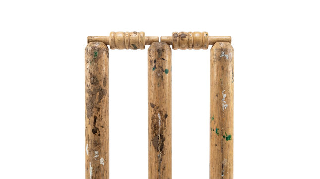 cricket sumps with bails on transparent white png bg.