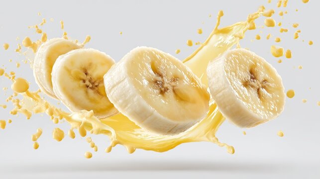 Banana Slices with Juice Splash.