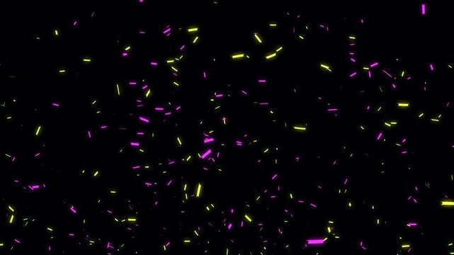 Confetti explosion- Colorful sparkling confetti particles pack accross black background. Confetti party popper explosion. Birthday party celebration. Thousands of confetti papers are falling down.