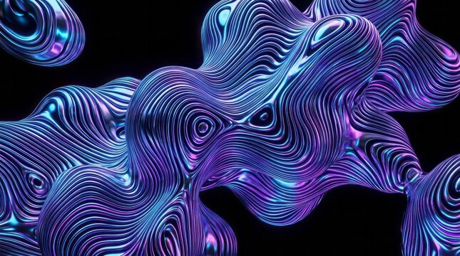 Abstract Colorful Waves in 3D 3D Colorful Waves Lines Glowing Digital Art Fluid. Concept featuring 3d, colorful, waves, lines, glowing for professional commercial design.