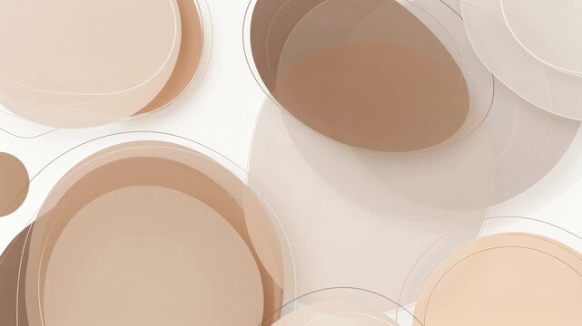 Abstract beige translucent shapes in minimal style on light backdrop, concept of calm simplicity and balance