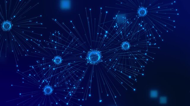 Abstract Network Nodes Data Communication Technology lines network structure. data exchange, systems, artificial intelligence connections, modern technology ecosystems dynamic links futuristic