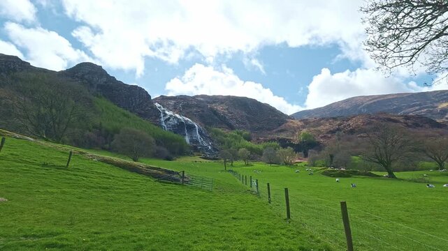 Gleninchquin waterfalls Kenmare Kerry Ireland beautiful wild valley in spring