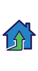 Fototapeta premium Stylish Modern House Icon with Upward Arrow for Real Estate and Property Growth