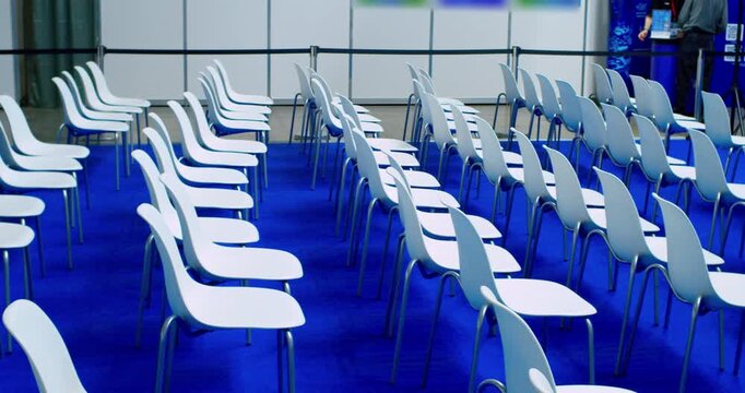 Modern empty conference room with plenty of chairs