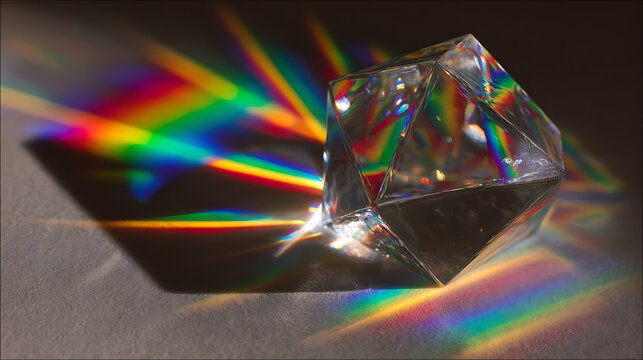 Crystal prism refracting light into rainbow emphasizing precision, focus, and dedication