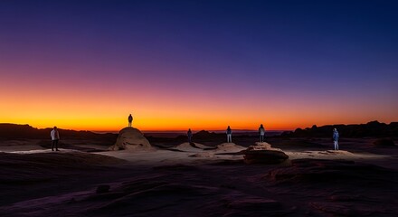 Obraz premium Breathtaking sunset over the ancient Buddhist stupas in Bagan Myanmar.