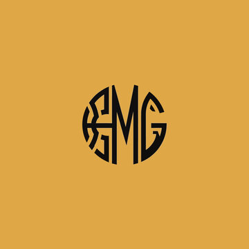Monogram BMG logo design in oval shape.