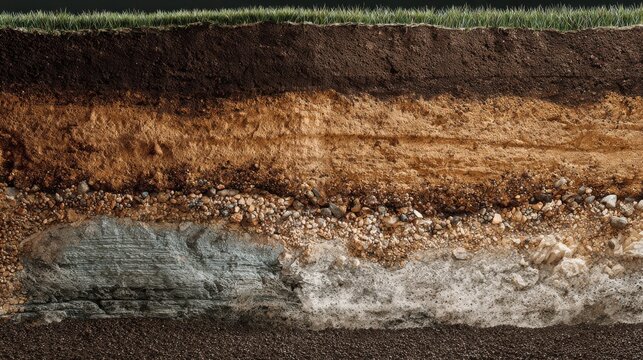 Geological Soil Layers Cross Section with Rock and Bedrock Formation