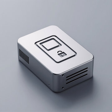 Glitch Art Server Hard. Modern, Sleek Icons Representing A Microsd Server Storage Container With Drive Encryption And Wireless Card Features