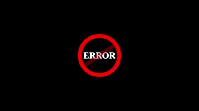 Red error sign symbol animation on black background, digital system failure warning for software ui