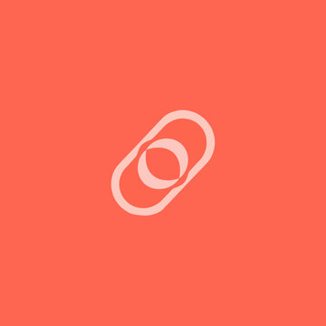 Abstract geometric shape with interlocking circles and oval.