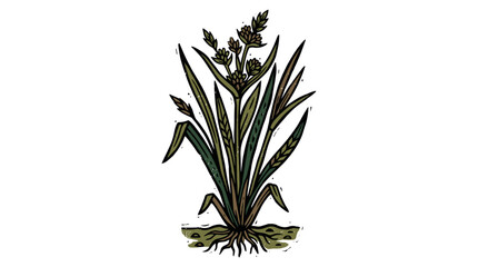 Fototapeta premium Vector Pinocut Detailed illustration of a vibrant plant, showcasing its roots and leaves.
