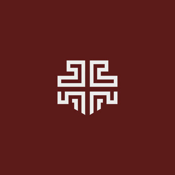 Geometric Abstract Symbol Design with Fourfold Symmetry.