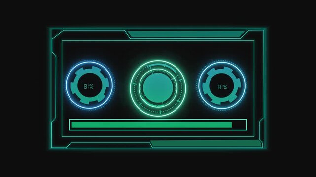 Futuristic neon HUD dashboard gauges. Futuristic neon HUD dashboard circular. Futuristic neon HUD dashboard for advanced data tracking interfaces.
