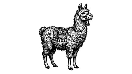 Fototapeta premium Vector Pinocut Elegant illustration of a llama standing proud with intricate details. 