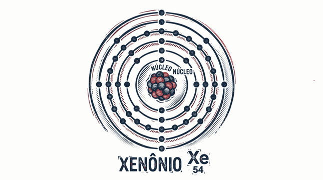 Vector Pinocut A visual representation of the element Xenon, showcasing its atomic structure.