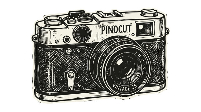 Vector Pinocut Vintage camera illustration.